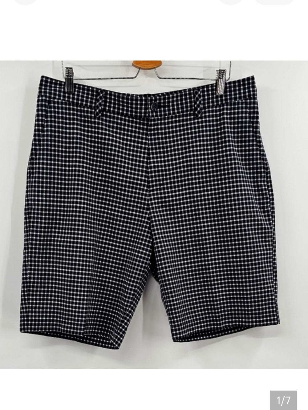 Addidas Golf Shorts Black Plaid Size 36